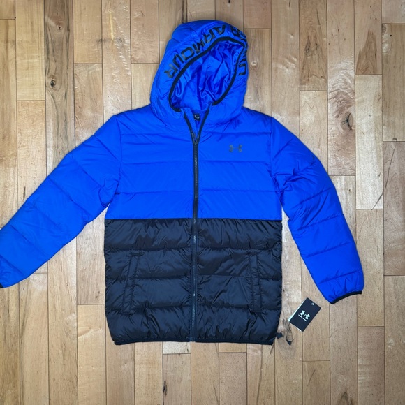 Under Armour Youth Boys Pronto Colorblock Puffer Jacket Team Royal Blue Size YXL - Picture 1 of 6